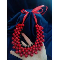 Кольє  червон-чорнеии"Сіточка"